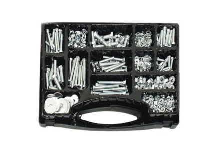 Assortiment bouten, moeren en ringen 580 delig Assortiment bouten, moeren en ringen 580 delig