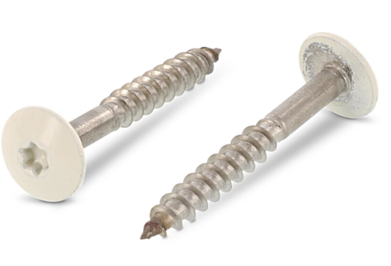 Schroeven voor Trespa® RVS A2 4,8x50 RAL 1013 parelwit 100 stuks