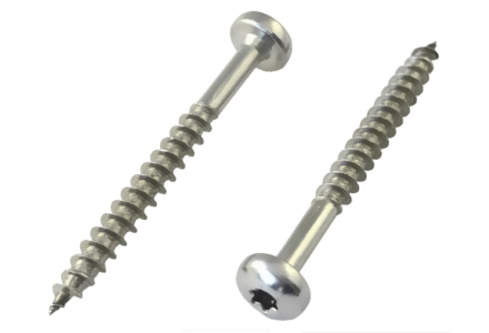 Spaanplaatschroeven RVS bolkop torx 4,5x40 deeldraad 200 stuks
