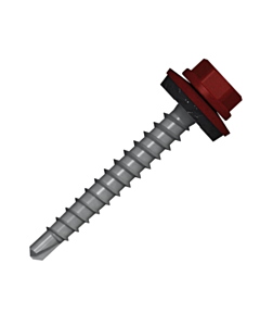 Boorschroeven met 14mm ring 4,8x35 RAL 3011 bruinrood 100 stuks