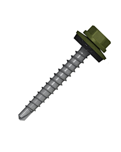 Boorschroeven met 14mm ring 4,8x35 RAL 6003 olijfgroen 100 stuks