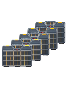 5x Tayg assortimentskoffer met 21 verstelbare vakken (460x350x81)