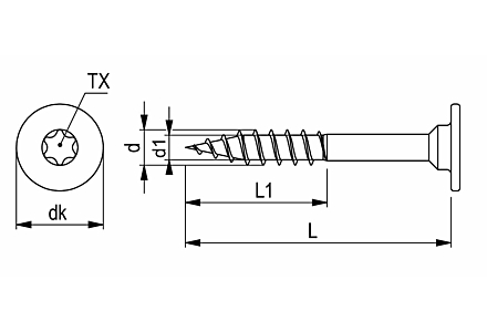 Meubel montageschroeven deeldraad 4x30 vernikkeld RAL 9005 zwart torx 500 stuks 