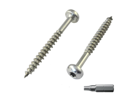 Spaanplaatschroeven RVS bolkop torx 3,5x35 deeldraad 200 stuks
