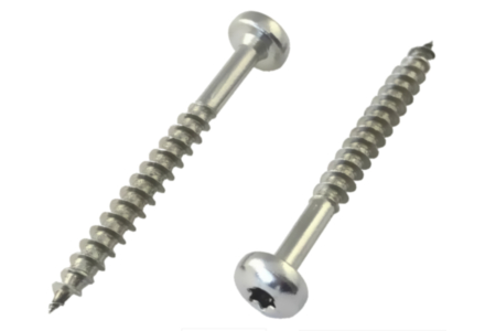 Spaanplaatschroeven RVS bolkop torx 4x40 deeldraad 200 stuks