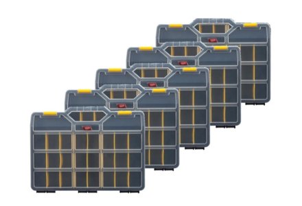 5x Tayg assortimentskoffer met 21 verstelbare vakken (460x350x81)