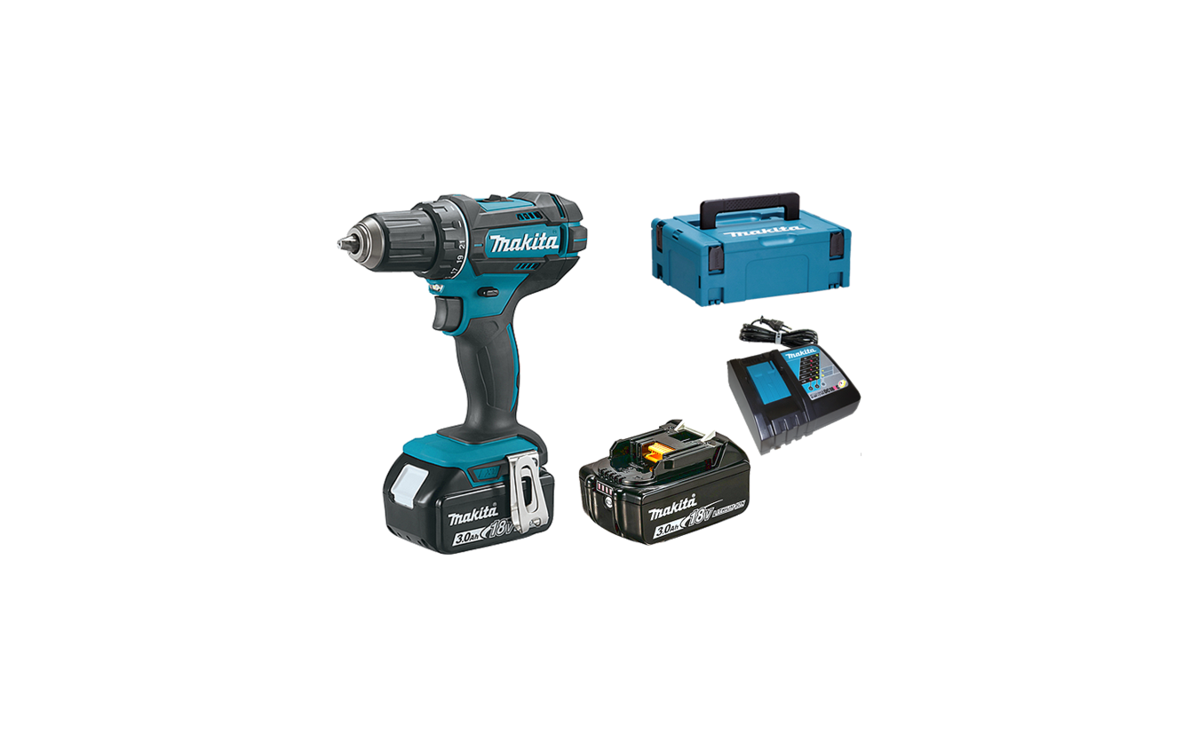 Makita DDF482RFJ accuboormachine 2x 18 Volt 3.0Ah 36/62Nm