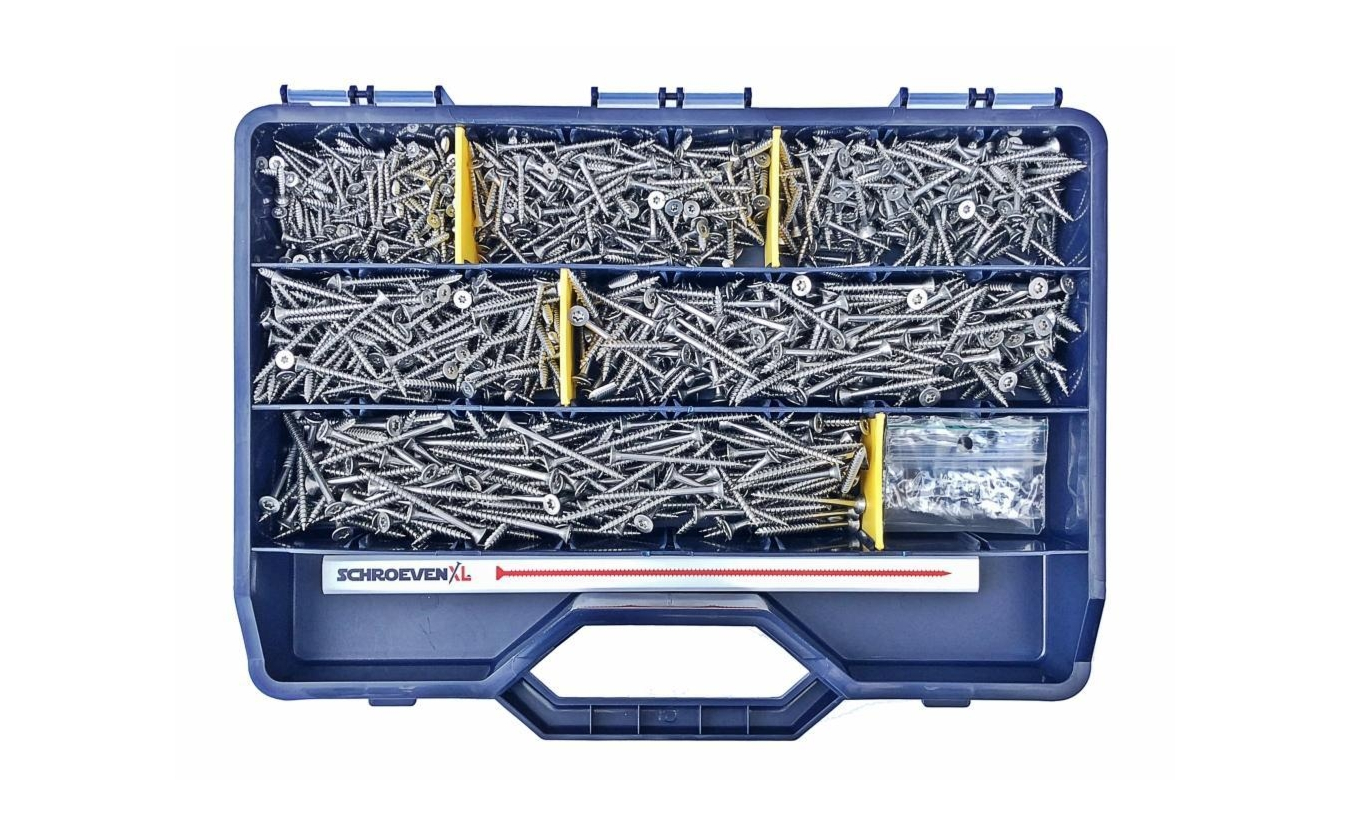 RVS spaanplaatschroeven assortiment in koffer 1205 delig