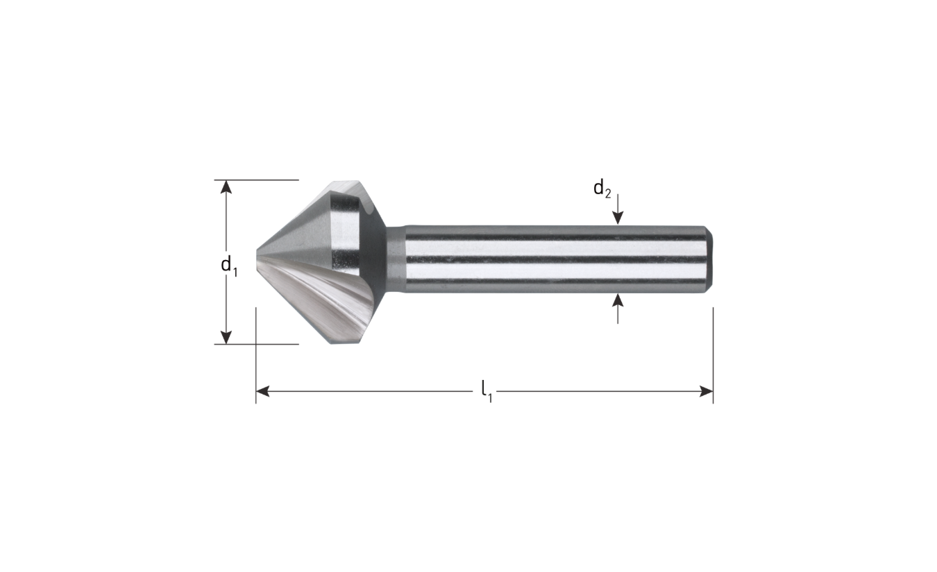 Verzinkfrees HSS-G 12,4mm 90° met 3 snijkanten