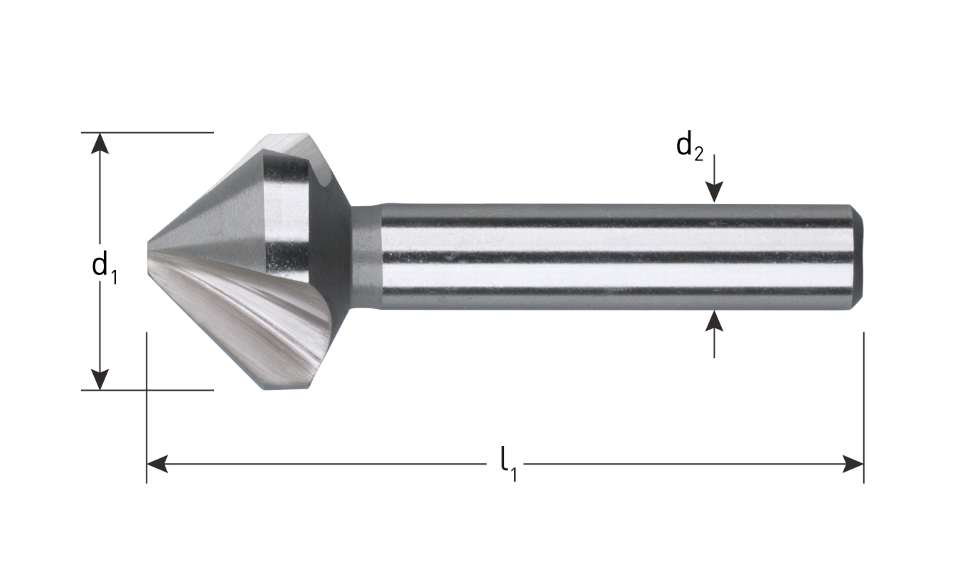 Verzinkfrees 25mm 90° met 3 snijkanten